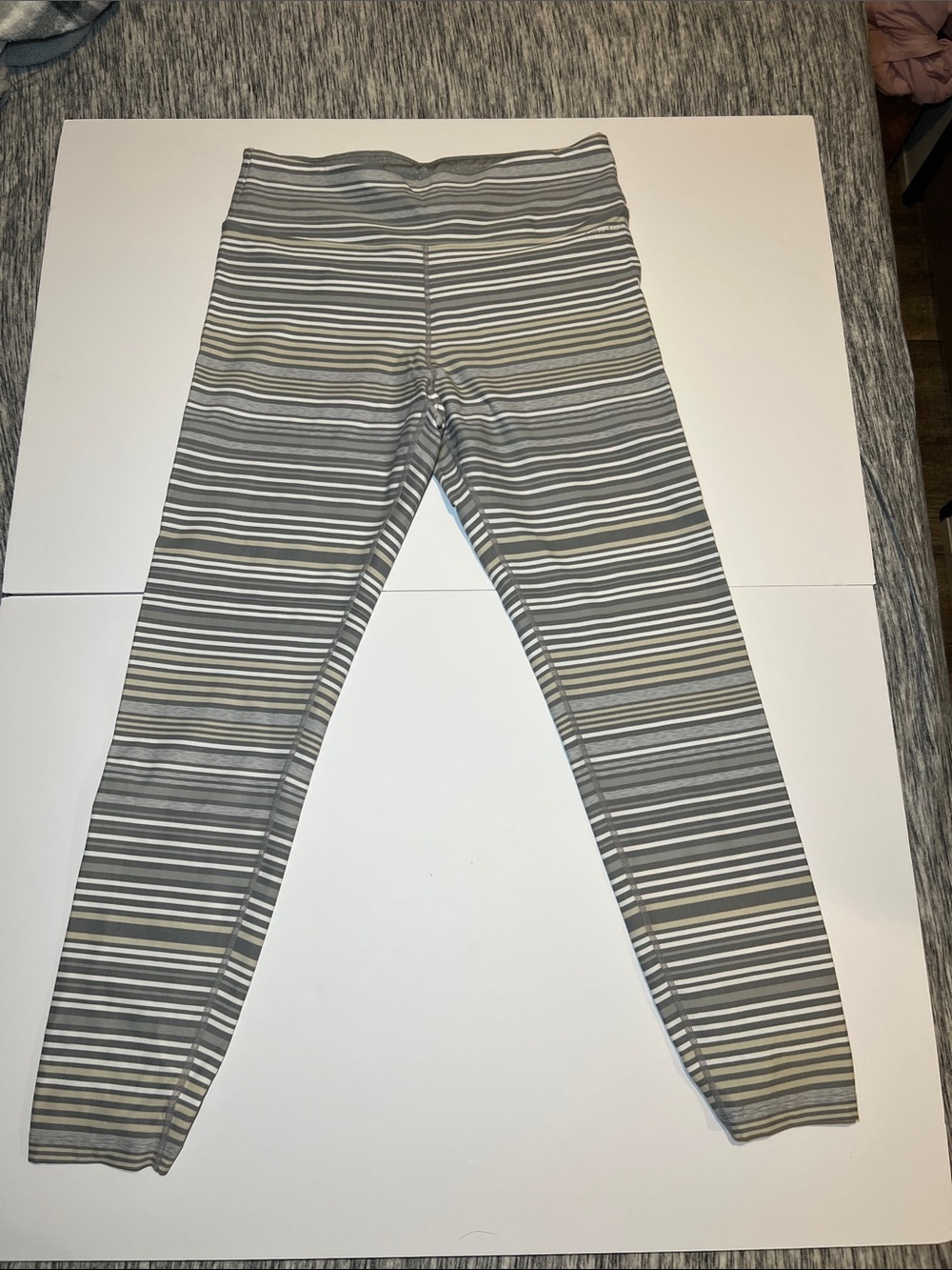 Calvin Klein Gray & White Striped Leggings